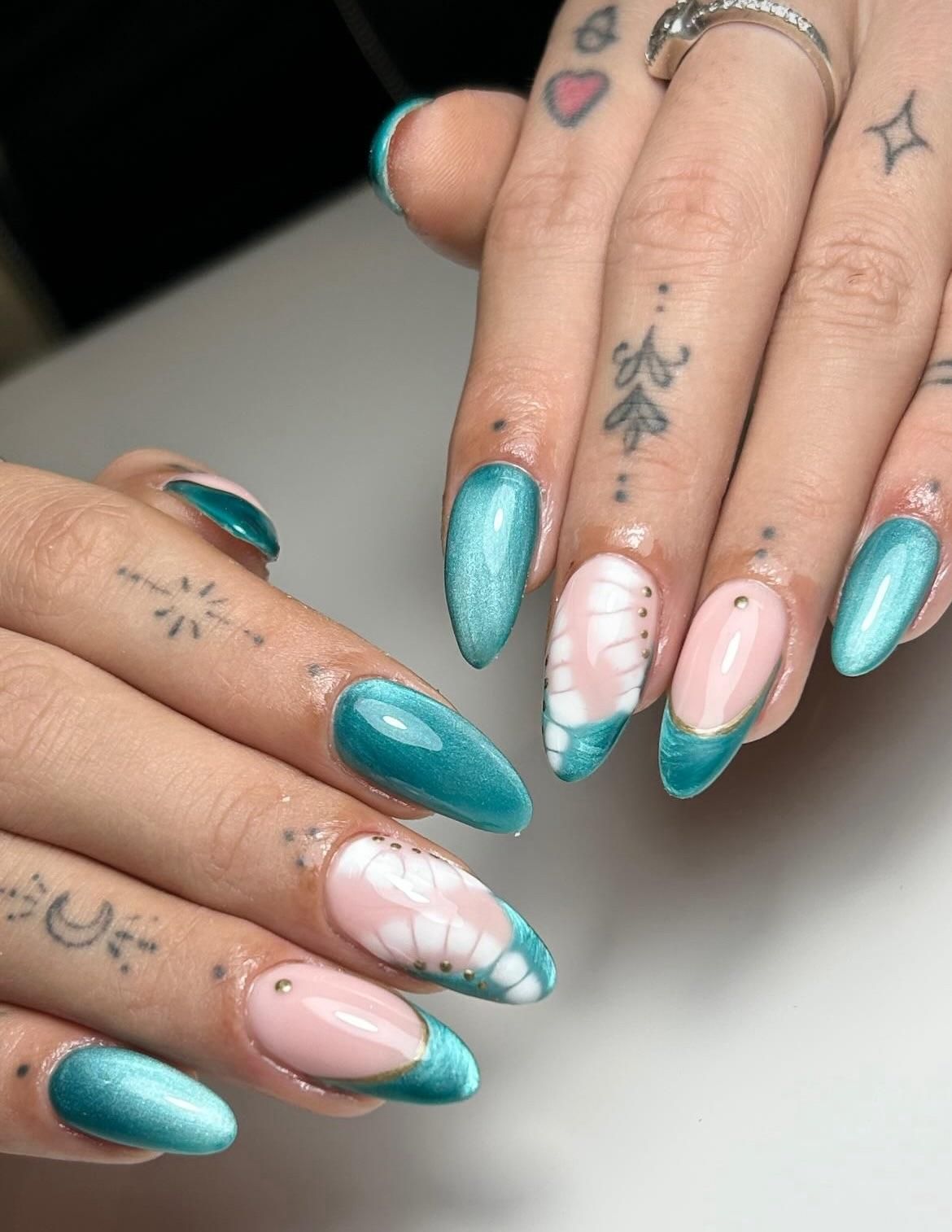 Teal Pink White Gold Visual Idea — Teal Nails 2027