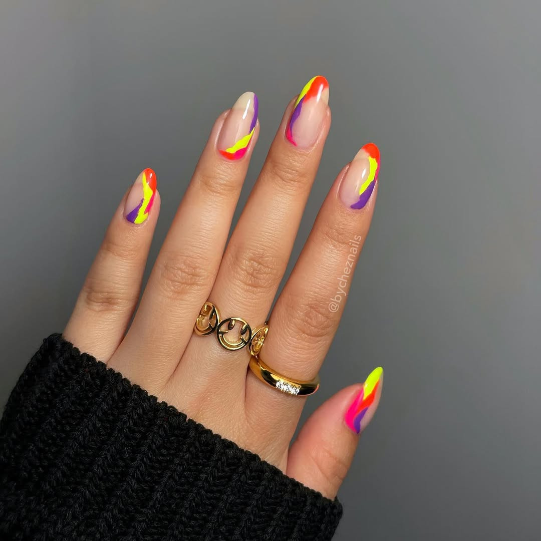 Neon Abstract Lines Nails Neon Abstract Lines Nails — Rainbow Rave Nails 2027