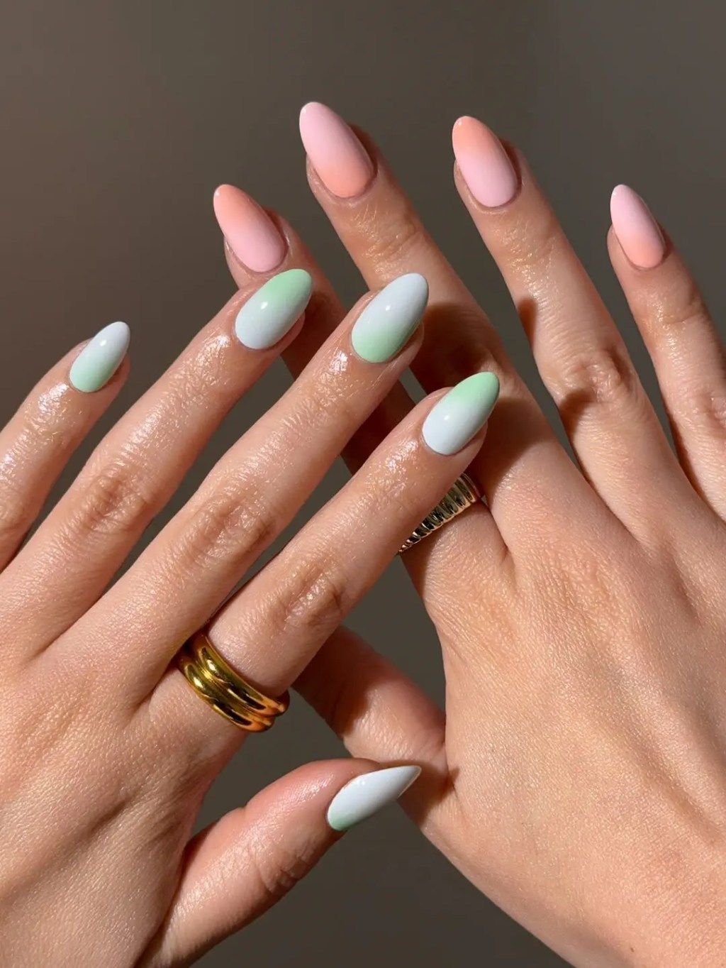 Color Gradient On Each Nail Visual Idea — Pastel Oval Nails 2027