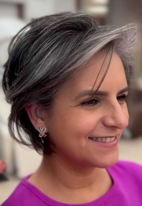 Textured Silver Crop With Highlights — Silver Hair 2027