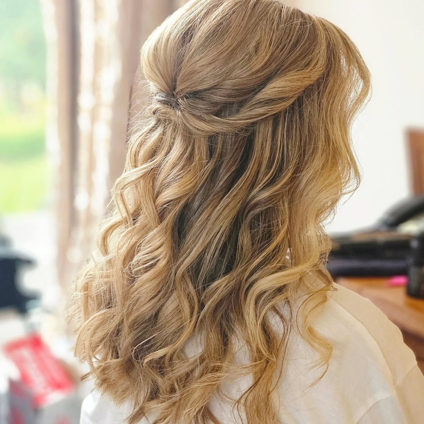 Ash Blonde Half-Up With Twisted Crown — Down Mother of the Bride Hairstyles 2027