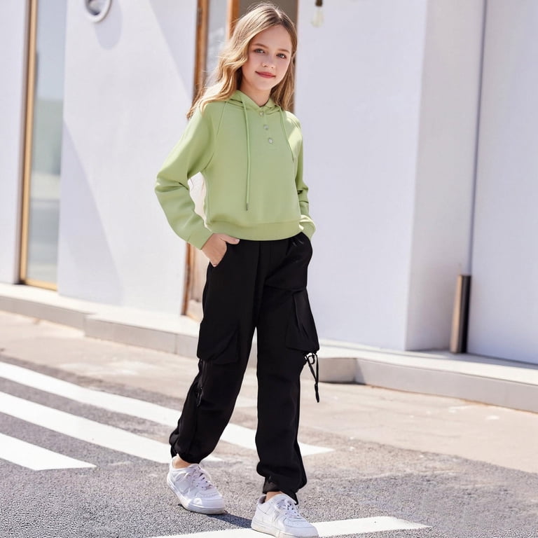 Cropped Hoodie with Black Cargo Pants Cropped Hoodie with Black Cargo Pants — Cute Outfits 2027 for Tweens