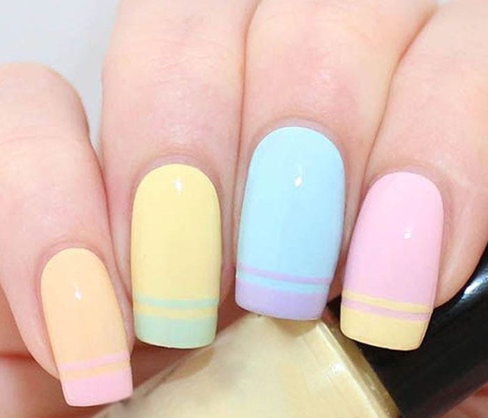 Subtle Stripe Pastel Nails Subtle Stripe Pastel Nails — Easter French Tip Nails 2027