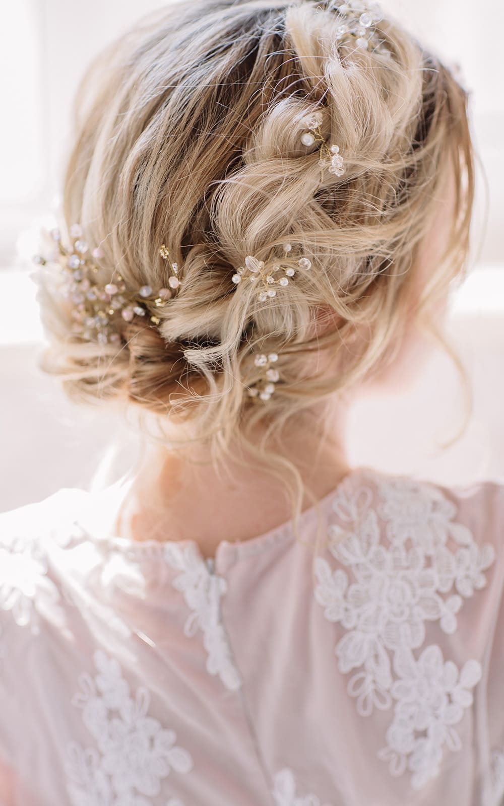 Intricate Blonde Braided Updo With Florals — Beach Wedding Hair 2027