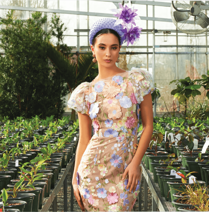 Pastel Floral Dress with Lavender Fascinator — Kentucky Derby Outfits 2027