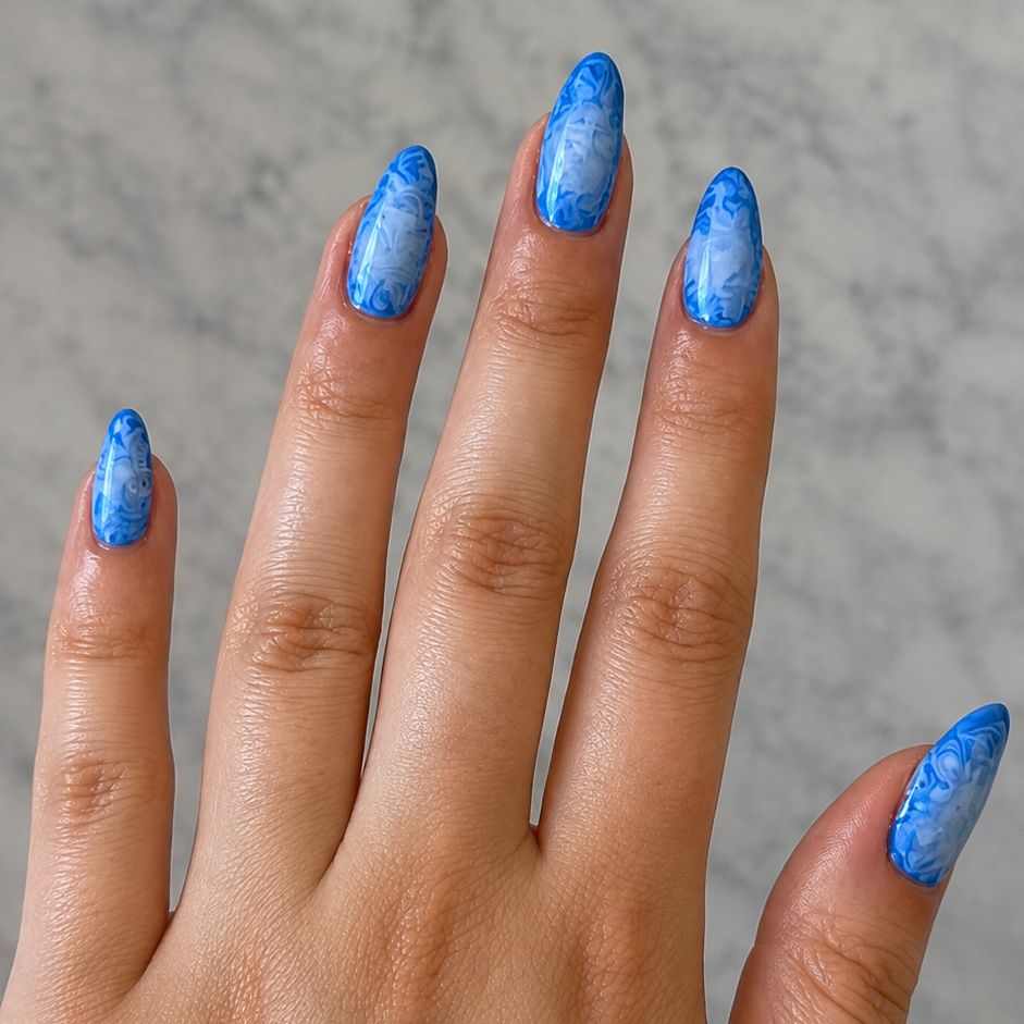Visual Idea — Blue Watercolor Nails 2027