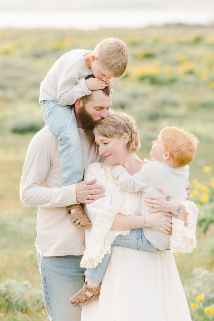 Earthy Embrace: Cream Ruffled Dress and Denim Earthy Embrace: Cream Ruffled Dress and Denim — Spring Family Photo Outfits 2027