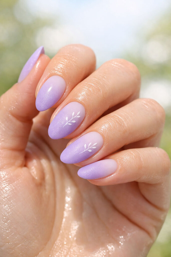 Gradient White Branch Oval Nails Gradient White Branch Oval Nails — Spring Acrylic Nails 2027