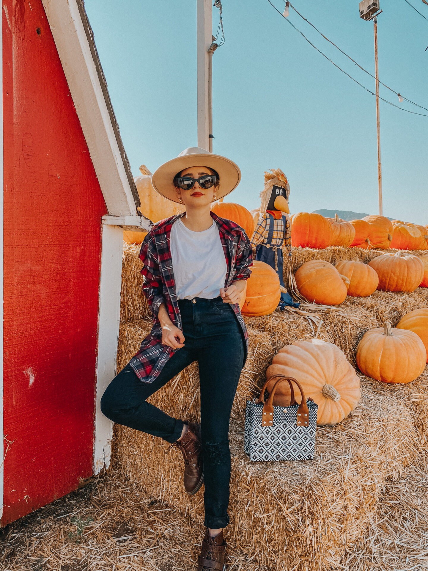 Plaid Shirt Over White Tee with Jeans for a Farm Visit Plaid Shirt Over White Tee with Jeans for a Farm Visit — Farm Outfits 2027