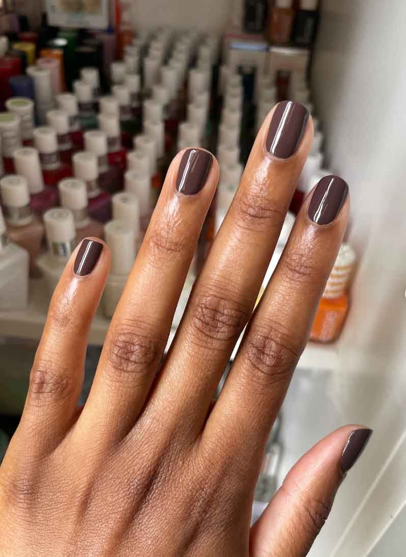 Solid Color Deep Glossy Brown Square Nails Solid Color Deep Glossy Brown Square Nails — Short Fall Nails 2026