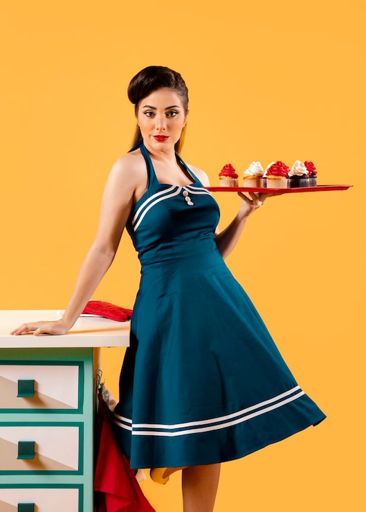 Teal Halter Neck Dress with Red Bandana Teal Halter Neck Dress with Red Bandana — Pin Up Outfits 2027