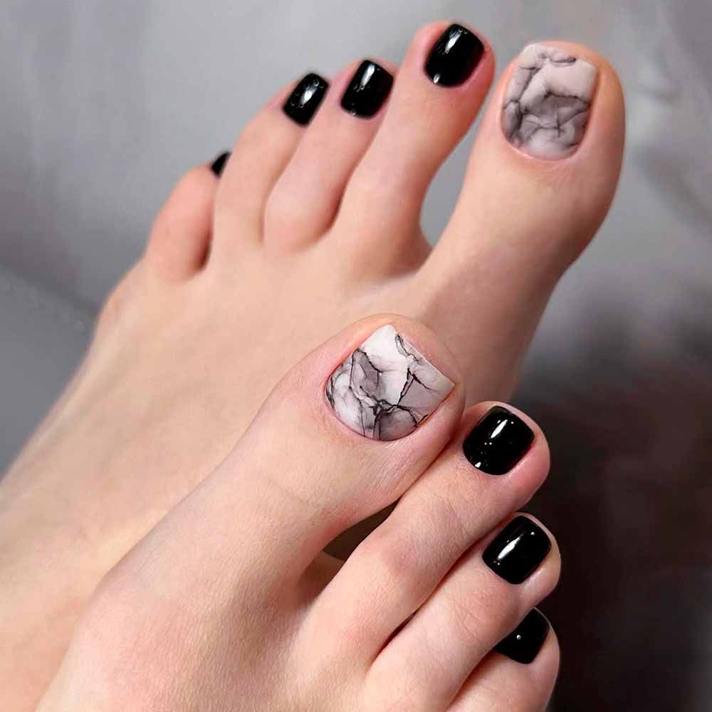 Black Grey White Visual Idea Black Grey White Visual Idea — Simple Toe Nails 2027