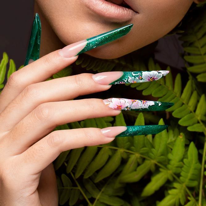 Emerald Green Glitter French Tips Visual Idea Emerald Green Glitter French Tips Visual Idea — Emerald Prom Nails 2027