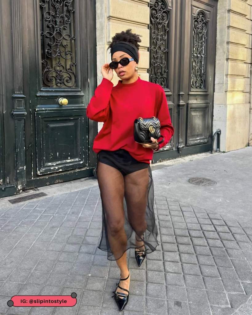 Street Style: Sheer Skirt with a Bold Top Street Style: Sheer Skirt with a Bold Top — Sheer Top Outfits 2027