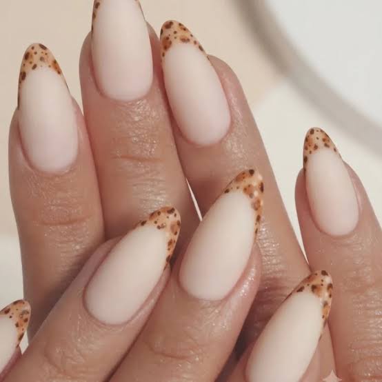 Matte Leopard Print French Almonds — Almond Nails 2027