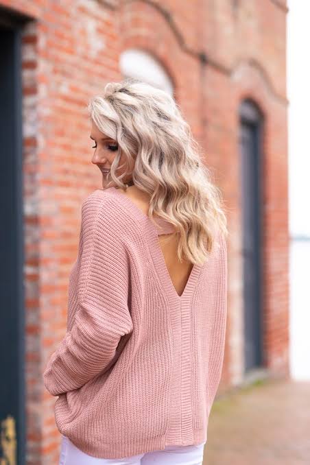 Cozy Pink Knit Sweater with a Cutout Detail — Pink Valentines Outfits 2027