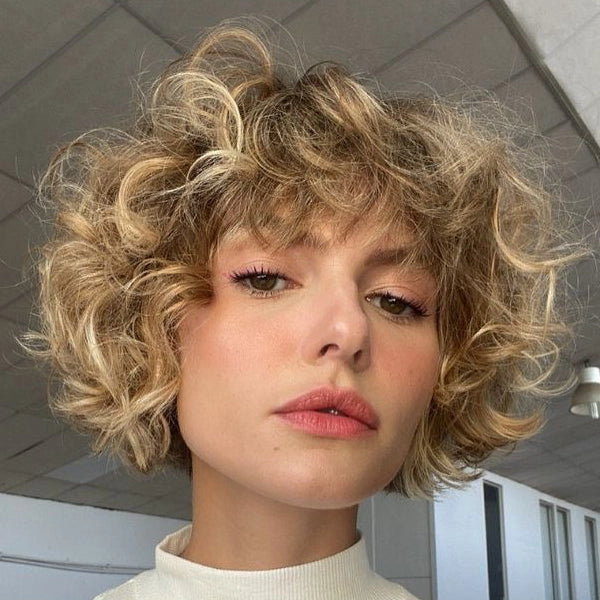 Voluminous Blonde Curly Bob Voluminous Blonde Curly Bob — Mini Bob 2027