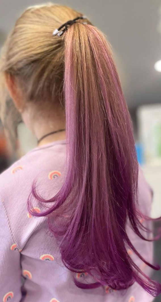 Blonde with Vibrant Purple Ombre Ponytail Blonde with Vibrant Purple Ombre Ponytail — Blonde 2027 with Purple Hair