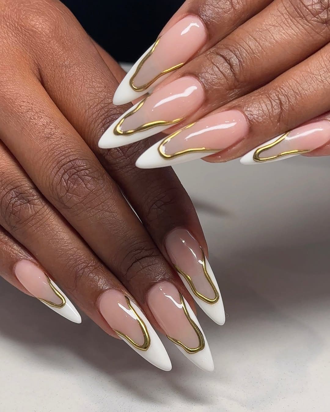 Gold Chrome Outline French Stilettos Gold Chrome Outline French Stilettos — Realtor Nails 2027