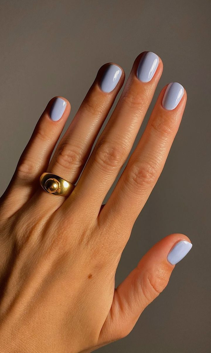 Glossy Periwinkle Blue Short Square Nails Glossy Periwinkle Blue Short Square Nails — Practical Mom Nails 2027