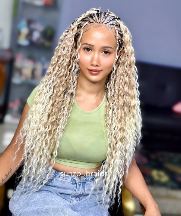 Platinum Blonde With Dark Roots Visual Idea Platinum Blonde With Dark Roots Visual Idea — Braids 2027 with Curly Ends
