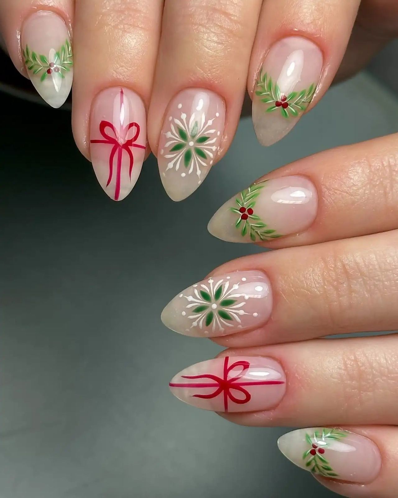 Festive Red Ribbon Holly & Berry Nails Festive Red Ribbon Holly & Berry Nails — Simple Bow Nails 2027