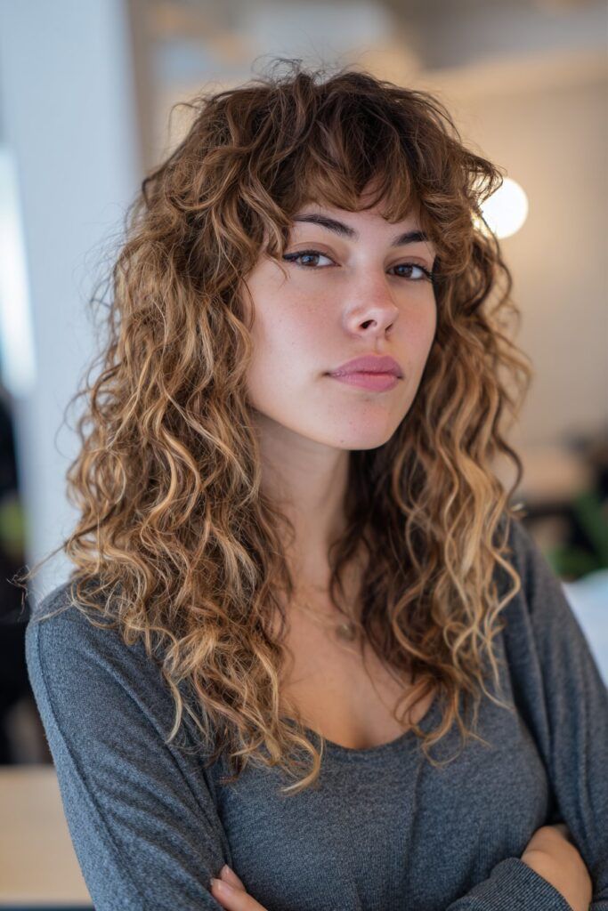 Mid-Back Curly Shag With Fringe — Evolved Shag 2027