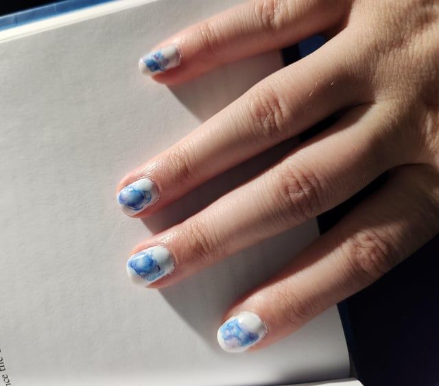Glossy Visual Idea — Blue Watercolor Nails 2027