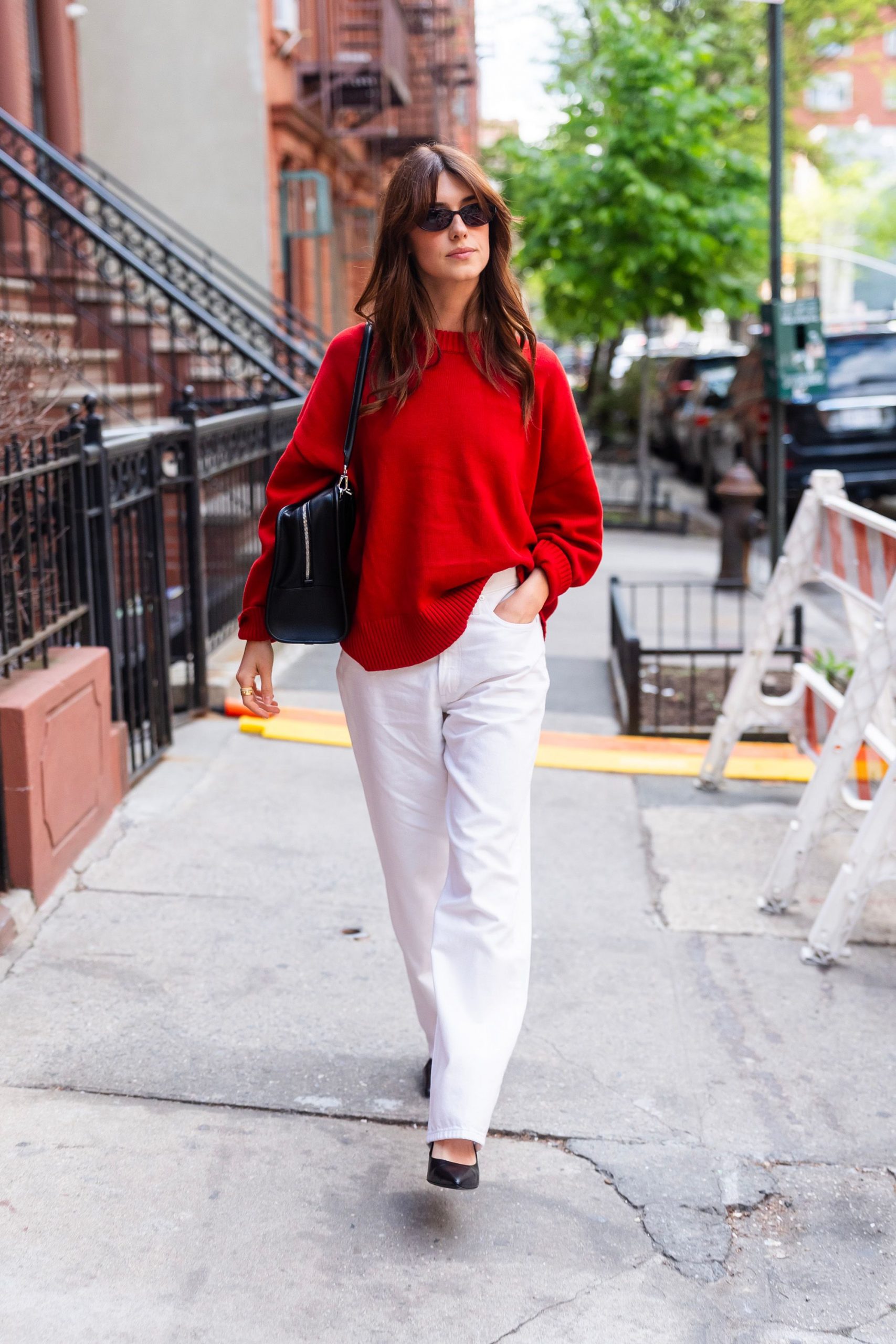 Bold Contrast: White Jeans with a Red Sweater Bold Contrast: White Jeans with a Red Sweater — Straight Leg Jeans Outfits 2027
