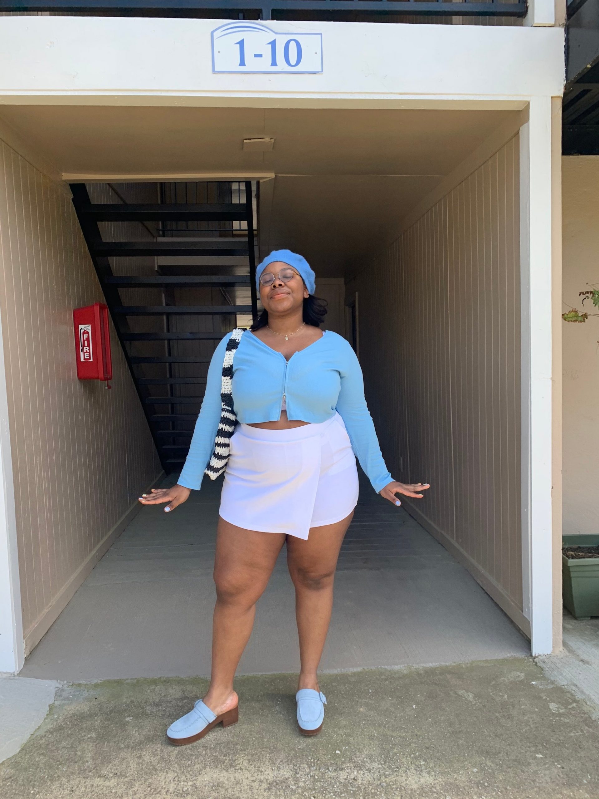 Blue Knit Set with Cropped Cardigan and Mini Skirt — Y2K Outfits 2027