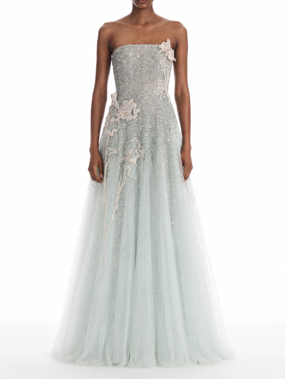 Pale Blue Strapless Ballgown with Intricate Beading and Appliqués Pale Blue Strapless Ballgown with Intricate Beading and Appliqués — Strapless Dresses 2027