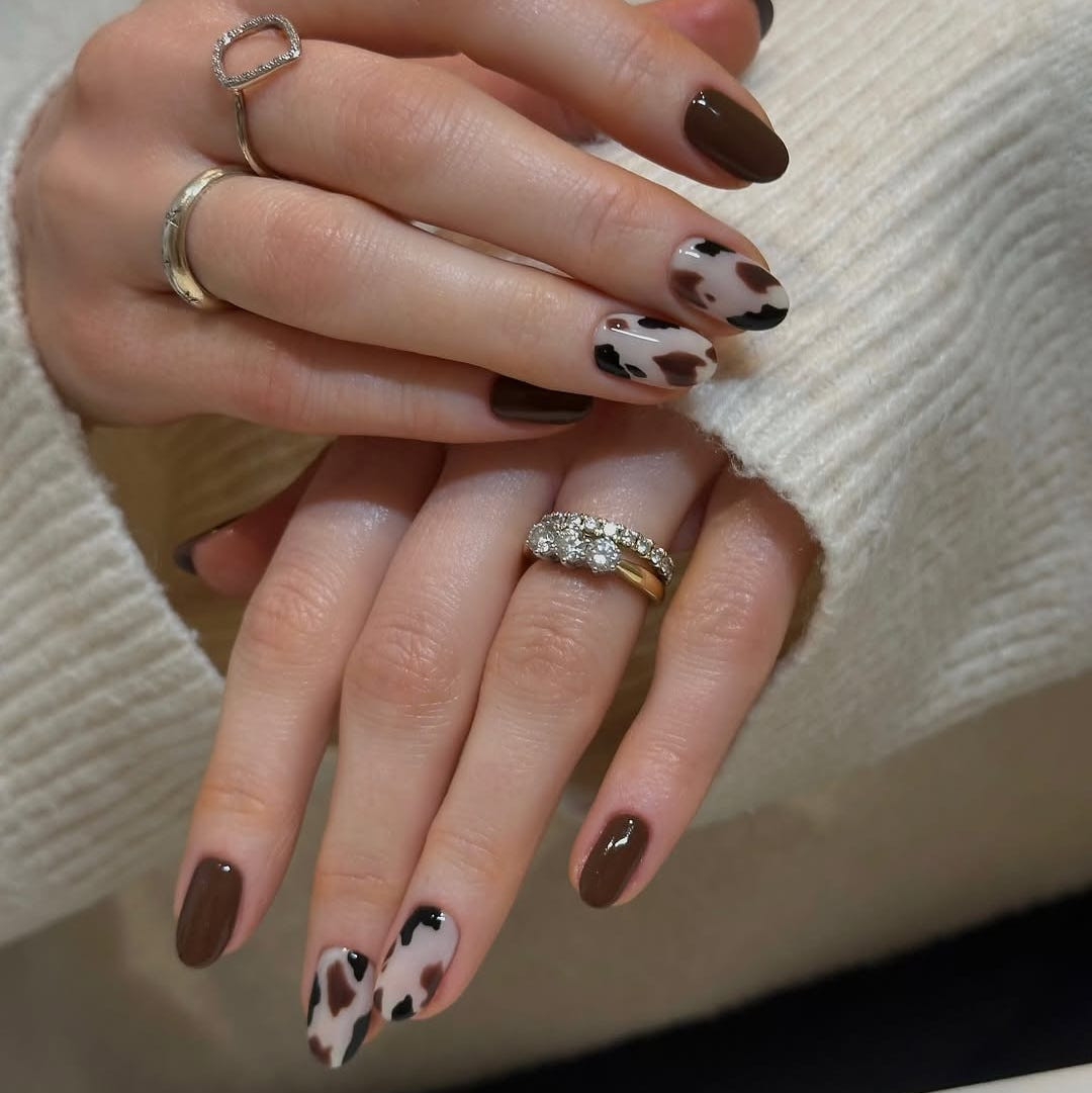 Cow Print On Accent Nails Visual Idea Cow Print On Accent Nails Visual Idea — Nails 2027 for Short Nail Beds