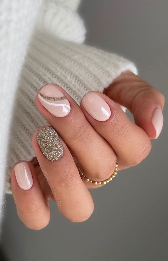 Glossy Glitter Visual Idea Glossy Glitter Visual Idea — Nude Nails 2027 for Mature Hands