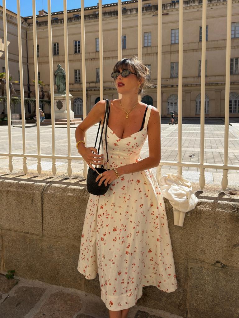 Floral Print Midi Dress with Cardigan Drape — Tomato Girl Outfits 2027