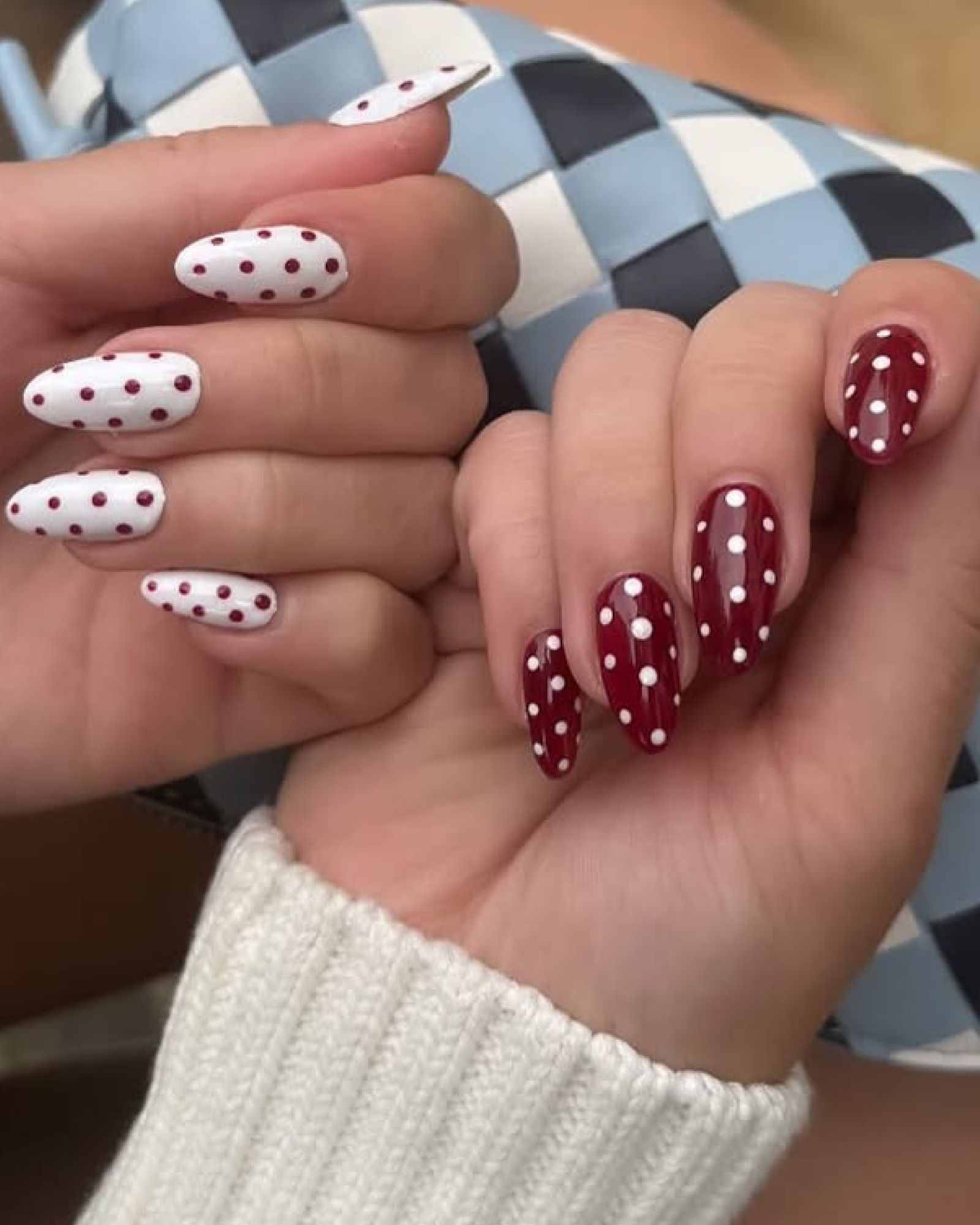 Medium Almond Classic Red and White Dots Medium Almond Classic Red and White Dots — Polka Dot Nails 2027