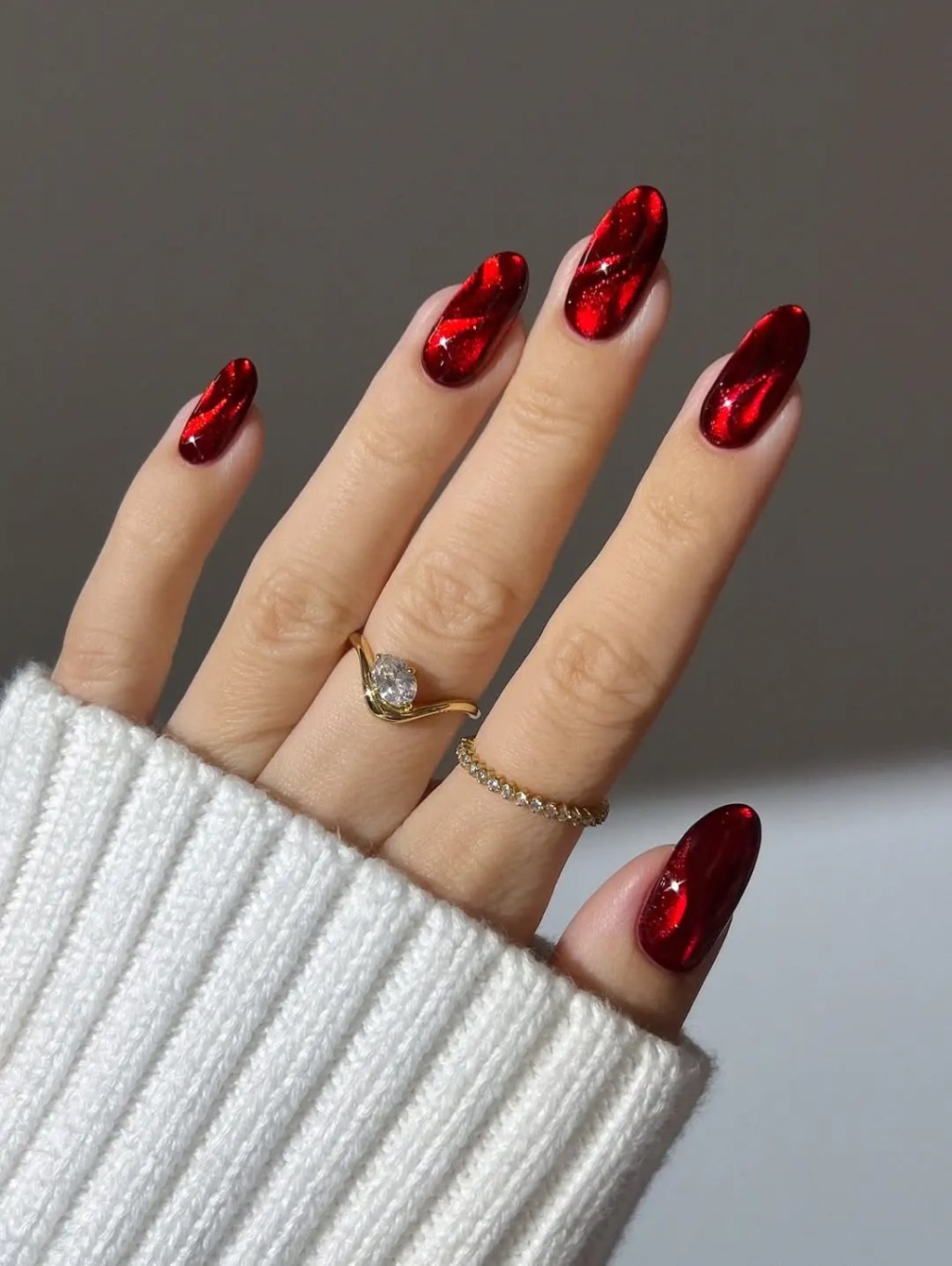Mysterious Deep Red Cat-Eye — Nails 2027 for Women Over 40