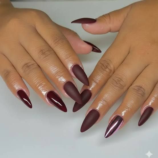 Matte And Chrome Visual Idea Matte And Chrome Visual Idea — Winter Nail Colors 2027 for Dark Skin