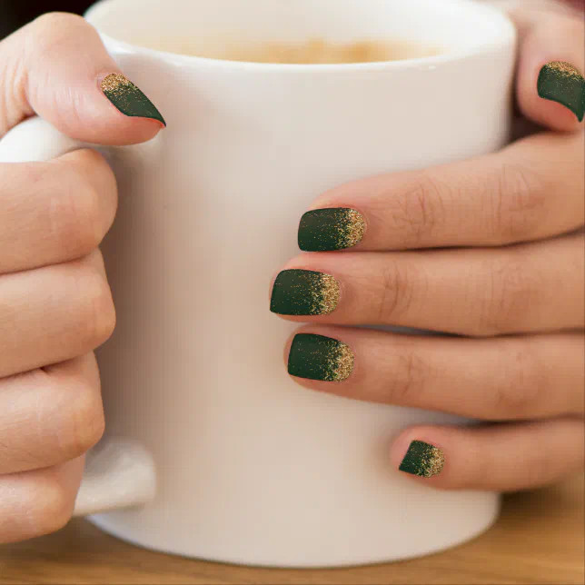 Matte Emerald with Gold Glitter Gradient Tips Matte Emerald with Gold Glitter Gradient Tips — Emerald Nails 2027