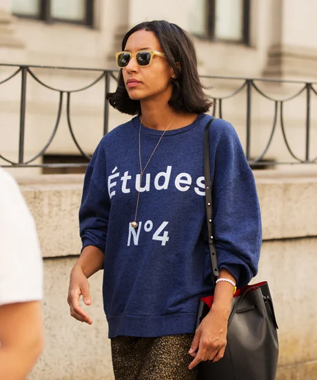 Graphic Statement: Navy Sweatshirt with Gold Accents Graphic Statement: Navy Sweatshirt with Gold Accents — Sweatshirt Outfits 2027