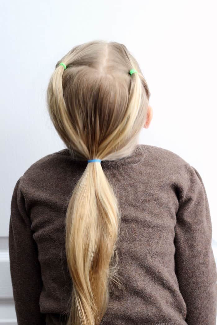 Visual Idea — Each Secured With A Green Elastic — Little Girl Gymnastics Hairstyles 2027