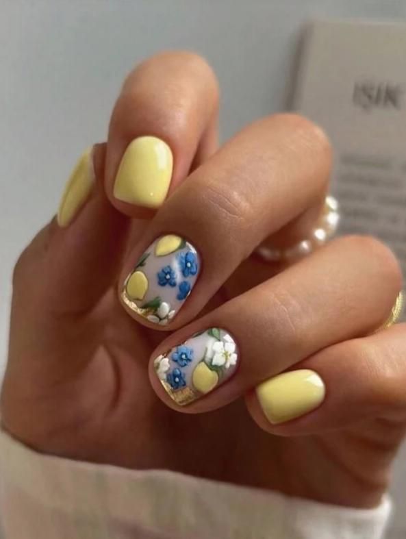 Pale Yellow Blue White Gold Accents Visual Idea Pale Yellow Blue White Gold Accents Visual Idea — Lemon Nails 2027