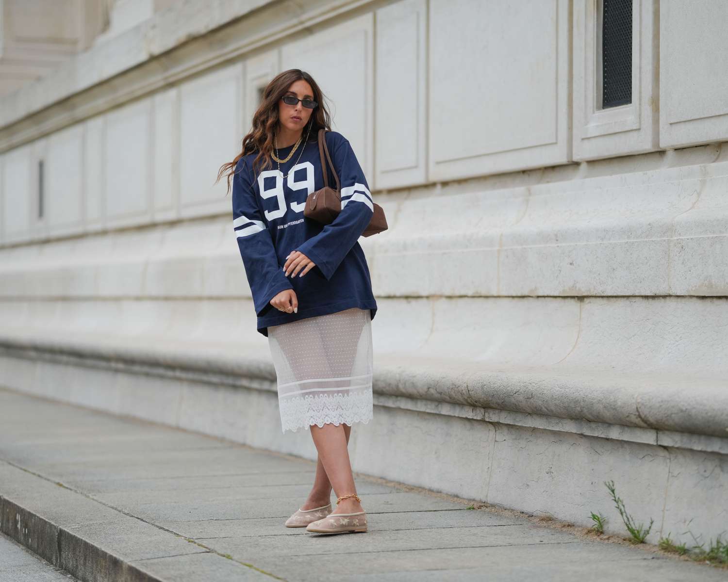 Oversized Jersey with a Sheer Lace Skirt Oversized Jersey with a Sheer Lace Skirt — Softball Outfits for Women 2027