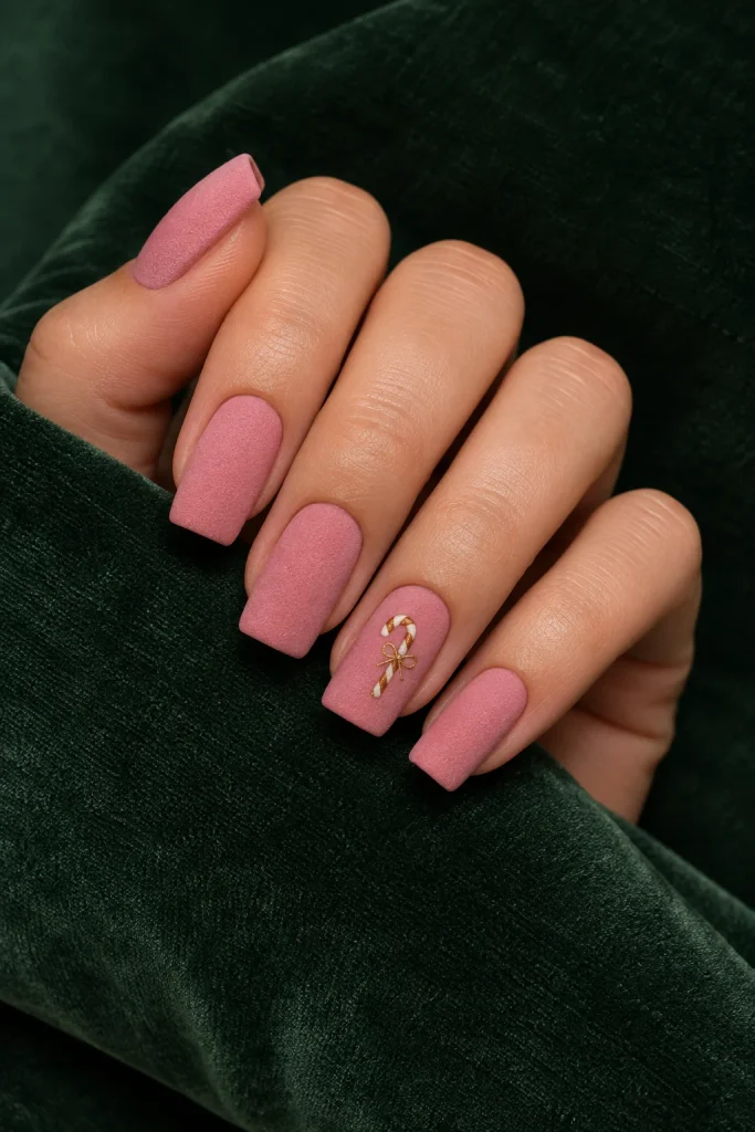 Dusty Pink Candy Cane Matte Nails Dusty Pink Candy Cane Matte Nails — Matte Christmas Nails 2026