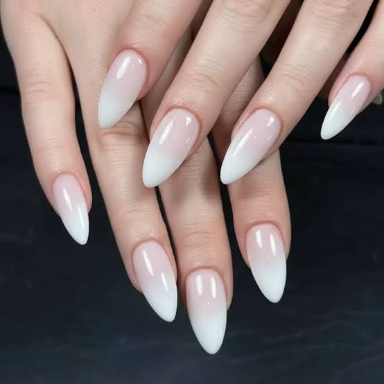 Medium Stiletto Nude To White Ombre Medium Stiletto Nude To White Ombre — Simple Graduation Nails 2027
