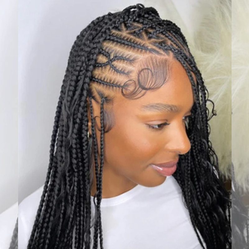 Mid-Back Box Braids With Curly Ends — Tribal Braids 2027