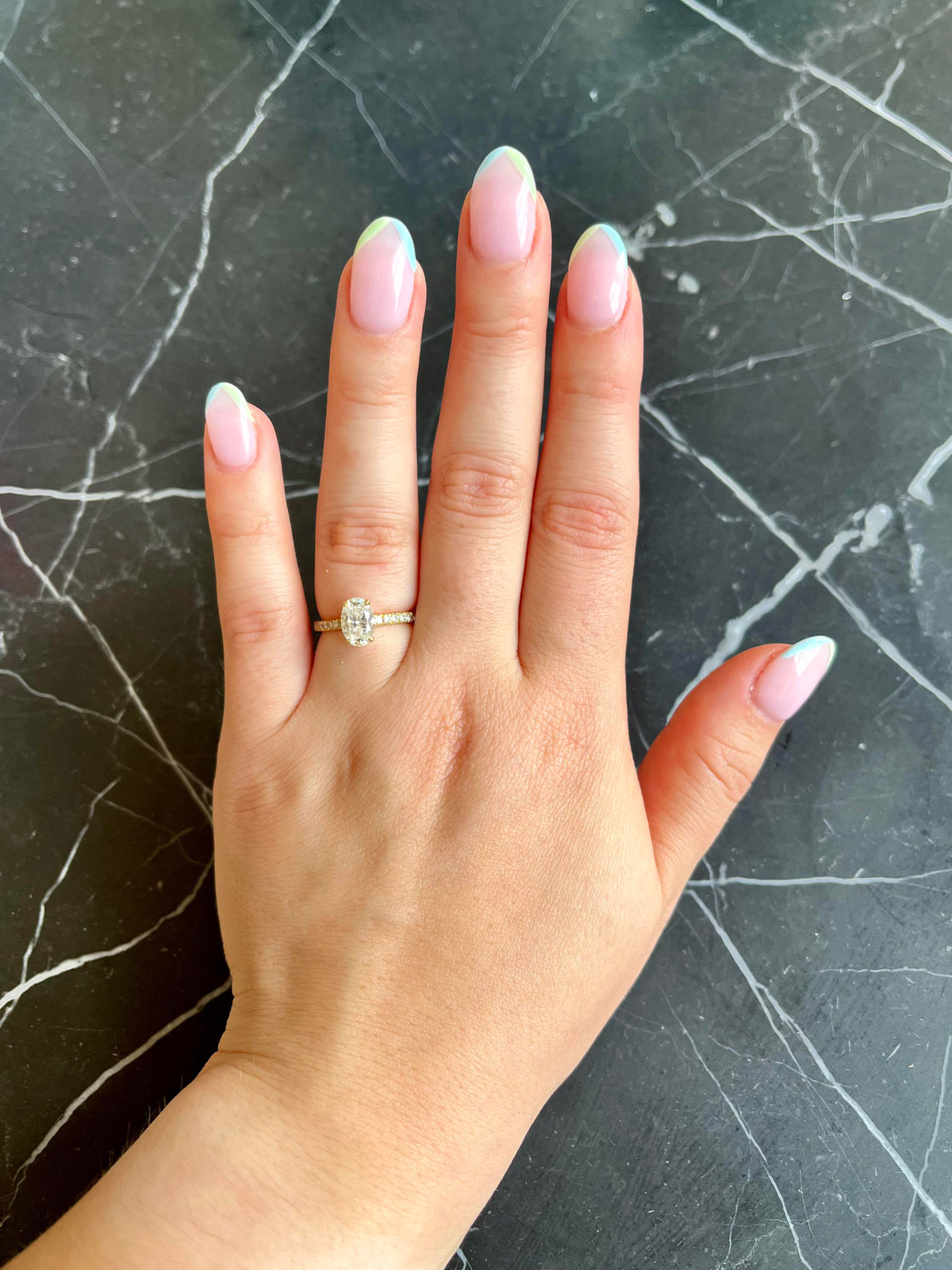 Nude Base White Tips Silver Accents White and Silver Double French Oval — Short Double French Tip Nails 2027