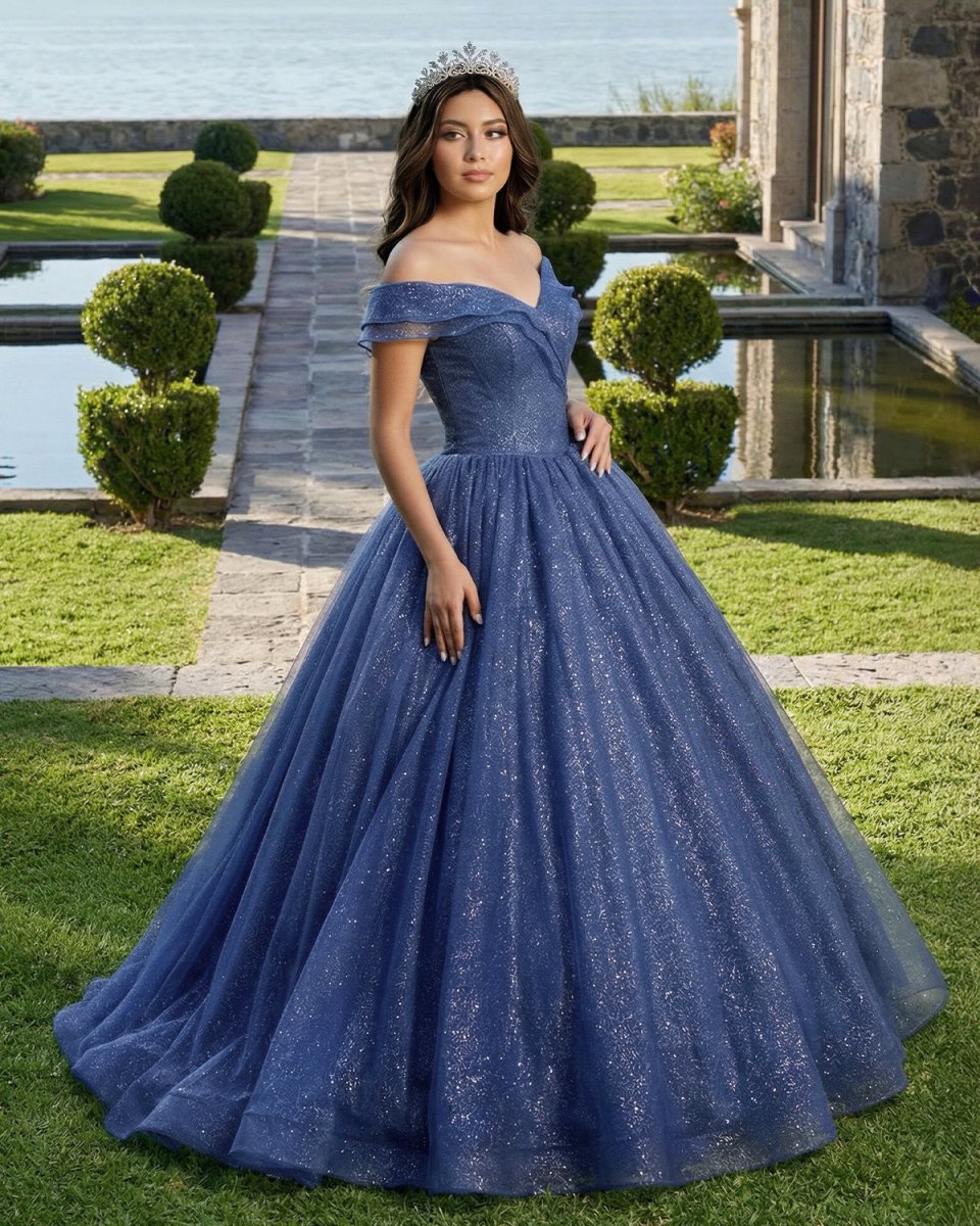 Sparkling Celebration: Navy Glitter Tulle Ballgown for a Birthday Gala Sparkling Celebration: Navy Glitter Tulle Ballgown for a Birthday Gala — Birthday Dresses 2027