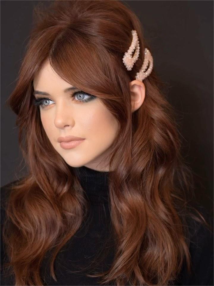 Voluminous Auburn Bardot Bangs Voluminous Auburn Bardot Bangs — Bardot Bangs 2027