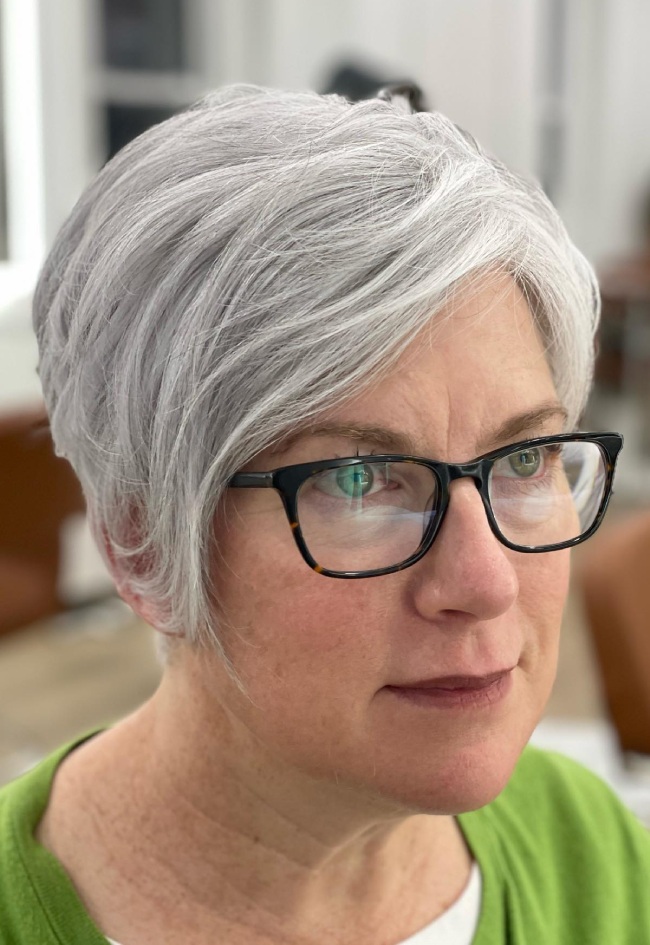 Textured Ash Grey Pixie — Hair Color 2027 for Women Over 60