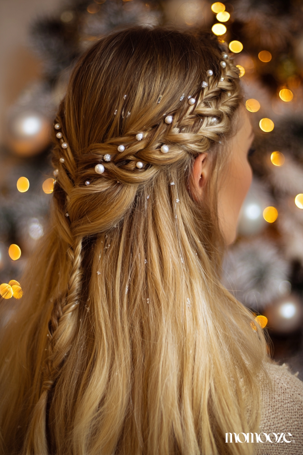 Braided Crown With Pearl Accents — Holiday Party Hairstyles 2026